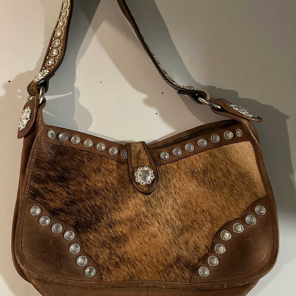 Brown Leather and Fur Women's Bag